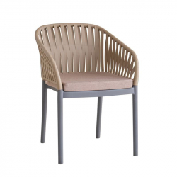 EMERY Πολυθρόνα Βεράντας-Κήπου PP-UV Sand Beige-Ανθρακί, Μαξιλάρι Μπεζ (KD)  56x59x80cm