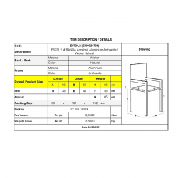 MIRANDA ΠΟΛΥΘΡΟΝΑ ALU ΑΝΘΡΑΚΙ/WICKER ΦΥΣΙΚΟ 56x60x86cm