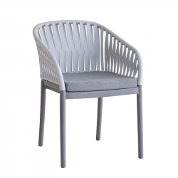 EMERY Πολυθρόνα Βεράντας-Κήπου PP-UV Ανοιχτό Γκρι-Ανθρακί, Μαξιλάρι Γκρι (KD)  56x59x80cm