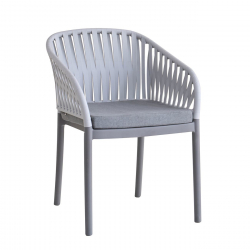 EMERY Πολυθρόνα Βεράντας-Κήπου PP-UV Ανοιχτό Γκρι-Ανθρακί, Μαξιλάρι Γκρι (KD)  56x59x80cm