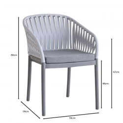 EMERY Πολυθρόνα Βεράντας-Κήπου PP-UV Ανοιχτό Γκρι-Ανθρακί, Μαξιλάρι Γκρι (KD)  56x59x80cm