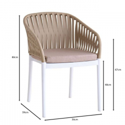 EMERY Πολυθρόνα Βεράντας-Κήπου PP-UV Sand Beige-Άσπρο, Μαξιλάρι Μπεζ (KD)  56x59x80cm