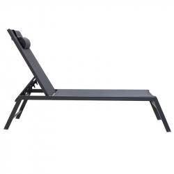 Ξαπλώστρα Kiara pakoworld αλουμίνιο-textilene ανθρακί στοιβαζόμενη