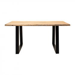 Τραπέζι Miles pakoworld μασίφ ξύλο ακακίας πάχους 3.7-4εκ σε φυσική απόχρωση με μαύρα μεταλλικά πόδια 160x90x76εκ