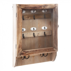 Κλειδοθήκη τοίχου Keledy pakoworld ξύλο ελάτου σε φυσική απόχρωση 26.4x8x38εκ