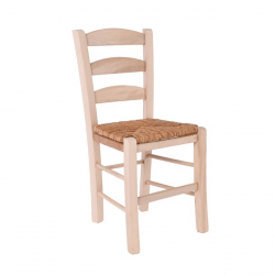 ΣΚΥΡΟΣ Καρέκλα Άβαφη Οξιά με Ψάθα Αβίδωτη  41x43x89cm