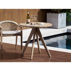 PANAY ΤΡΑΠΕΖΙ ΤΡΑΠ/ΡΙΑΣ ΣΤΡΟΓΓΥΛΟ ΞΥΛΙΝΟ ΑΚΑΚΙΑ  Φ80X78cm 