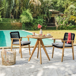 PANAY ΤΡΑΠΕΖΙ ΤΡΑΠ/ΡΙΑΣ ΣΤΡΟΓΓΥΛΟ ΞΥΛΙΝΟ ΑΚΑΚΙΑ  Φ80X78cm 