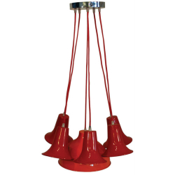 ΚΡΕΜΑΣΤΟ ΦΩΤΙΣΤΙΚΟ ΟΡΟΦΗΣ 6ΦΩΤΟ  ΚΟΚΚΙΝΟ ΜΕΤΑΛΛΙΚΟ Υ100cm