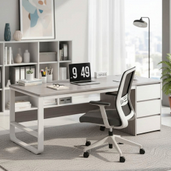 Γραφείο Salto pakoworld με συρταριέρα-MDF γκρι-λευκό 120x48x74εκ