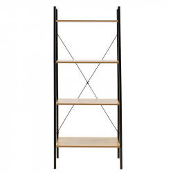 Βιβλιοθήκη- Ραφιέρα Ramon pakoworld φυσικό-μαύρο 60x23x145,5εκ