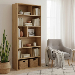 Βιβλιοθήκη Evergin pakoworld mdf σε oak απόχρωση 80x30x180εκ