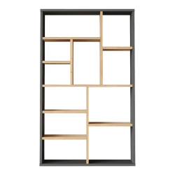 Βιβλιοθήκη Boteca 10θέσεων pakoworld σε oak-ανθρακί απόχρωση 75x22x123.6εκ