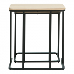 Βοηθητικα τραπέζια Dunest pakoworld σε φυσική απόχρωση-μαύρα μεταλλικά πόδια 54x40x60εκ