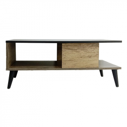 Τραπέζι σαλονιού Moses pakoworld χρώμα μαύρο μαρμάρου-καρυδί 90x54x37.5εκ