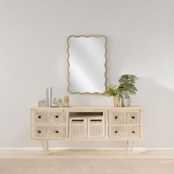 Artekko Dia Χρυσός Μεταλλικός Καθρέπτης Τοίχου (61x2.5x91)cm