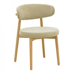 Καρέκλα Luben pakoworld ύφασμα γκρι - rubberwood σε φυσική απόχρωση 53x54x79εκ