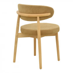 Καρέκλα Luben pakoworld ύφασμα καφέ - rubberwood σε φυσική απόχρωση 53x54x79εκ