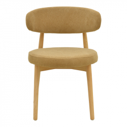 Καρέκλα Luben pakoworld ύφασμα καφέ - rubberwood σε φυσική απόχρωση 53x54x79εκ