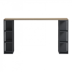 Γραφείο με ραφιέρα Colmar pakoworld ανθρακί- sonoma 140x60x75εκ