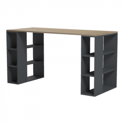 Γραφείο με ραφιέρα Colmar pakoworld ανθρακί- sonoma 140x60x75εκ