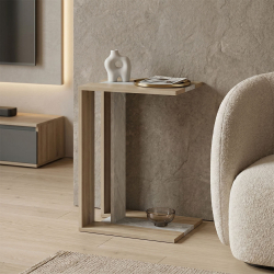 Βοηθητικό τραπέζι Muju pakoworld sonoma- μπεζ οψη μαρμάρου 30x40x55εκ