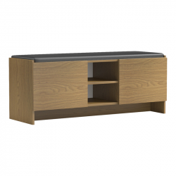 Έπιπλο εισόδου σκαμπό-παπουτσοθήκη Zulla pakoworld 10 ζεύγων ανοιχτό καρυδί 110x37x43εκ