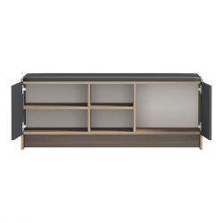 Έπιπλο εισόδου σκαμπό-παπουτσοθήκη Zulla pakoworld 10 ζεύγων sonoma- ανθρακί 110x37x43εκ