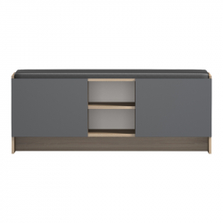 Έπιπλο εισόδου σκαμπό-παπουτσοθήκη Zulla pakoworld 10 ζεύγων sonoma- ανθρακί 110x37x43εκ