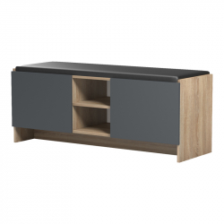 Έπιπλο εισόδου σκαμπό-παπουτσοθήκη Zulla pakoworld 10 ζεύγων sonoma- ανθρακί 110x37x43εκ