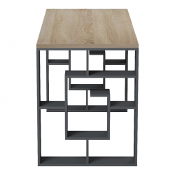 Γραφείο με ραφιέρα Labirent pakoworld ανθρακί-sonoma 140x60x75εκ