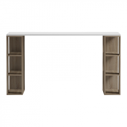 Γραφείο με ραφιέρα Colmar pakoworld sonoma-λευκό 140x60x75εκ