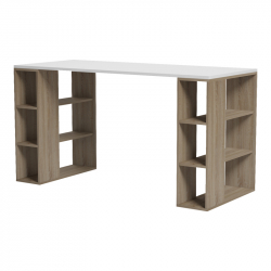 Γραφείο με ραφιέρα Colmar pakoworld sonoma-λευκό 140x60x75εκ