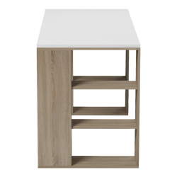 Γραφείο με ραφιέρα Colmar pakoworld sonoma-λευκό 140x60x75εκ
