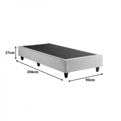 Κρεβάτι Υπόστρωμα μονό Pakda pakoworld κρεμ βελούδο 90x200εκ