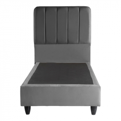 Κρεβάτι μονό Lunda pakoworld ανθρακί βελούδο 90x200εκ