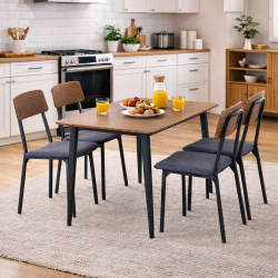 ΣΕΤ ΤΡΑΠΕΖΑΡΙΑ ΜΕ ΤΡΑΠΕΖΙ ΚΑΙ 4 ΚΑΡΕΚΛΕΣ MDF ΜΕ ΜΕΛΑΜΙΝΗ KAI ΜΑΥΡΟ ΜΕΤΑΛΛΙΚΟ ΣΚΕΛΕΤΟ ANKOR