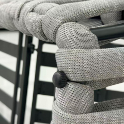 MAJORCA Ξαπλώστρα, Αλουμίνιο με Olefin Rope Γκρι, Μαξιλάρι Ανοιχτό Γκρι  75x195x42cm