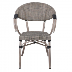 COSTA Πολυθρόνα Dining Αλουμινίου, Απόχρωση Antique Grey - Textilene Μπεζ  58x57x83cm