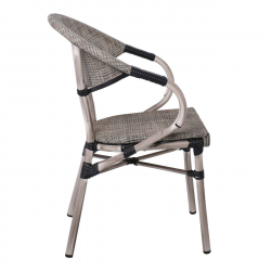 COSTA Πολυθρόνα Dining Αλουμινίου, Απόχρωση Antique Grey - Textilene Μπεζ  58x57x83cm