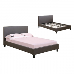 WILTON Κρεβάτι Διπλό, για Στρώμα 150x200cm, PU Σκούρο Καφέ  159x213x89cm