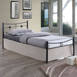 DUGAN Κρεβάτι Μονό, για Στρώμα 90x200cm, Μέταλλο Βαφή Μαύρο  96x205x83cm