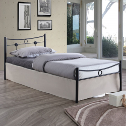 DUGAN Κρεβάτι Μονό, για Στρώμα 90x200cm, Μέταλλο Βαφή Μαύρο  96x205x83cm