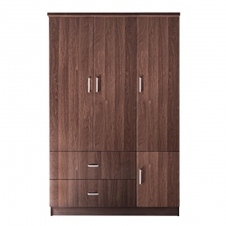 CLOSET Ντουλάπα Τετράφυλλη, 5 Ράφια, 2 Συρτάρια, Θέσεις για Κρεμάστρες, Απόχρωση Καρυδί  120x50x180cm