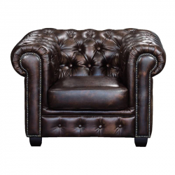CHESTERFIELD Birmingham Πολυθρόνα Σαλονιού Καθιστικού,Δέρμα Απόχρωση Καφέ  103x92x72cm