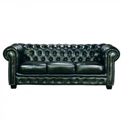 CHESTERFIELD Birmingham Kαναπές 3Θέσιος Σαλονιού Καθιστικού,Δέρμα Antique Green  201x92x74cm