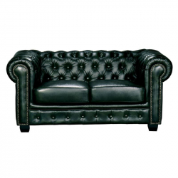 CHESTERFIELD Birmingham Καναπές 2Θέσιος Σαλονιού Καθιστικού,Δέρμα Antique Green  155x91x74cm