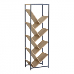 Βιβλιοθήκη Orunta pakoworld oak- μαύρο μέταλλο 40x26.5x125εκ