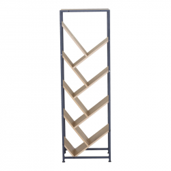 Βιβλιοθήκη Orunta pakoworld oak- μαύρο μέταλλο 40x26.5x125εκ