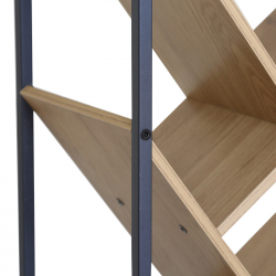 Βιβλιοθήκη Orunta pakoworld oak- μαύρο μέταλλο 40x26.5x125εκ